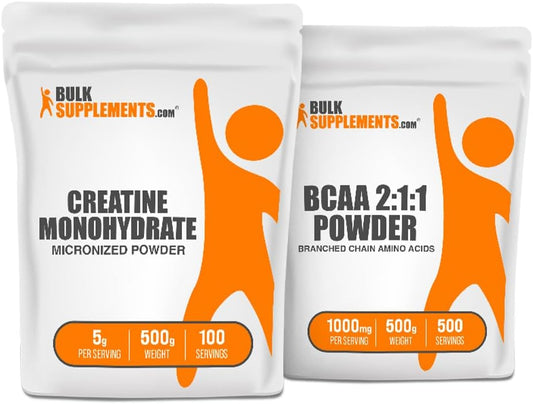 BulkSupplements Creatine and BCAA Bundle - 500g Each