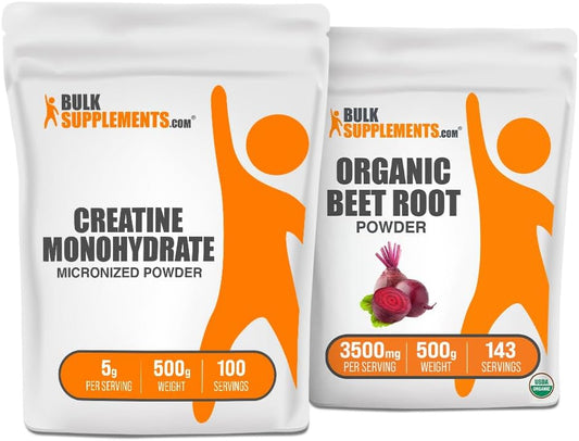BulkSupplements Creatine and Organic Beet Root Powder 500g Combo Pack