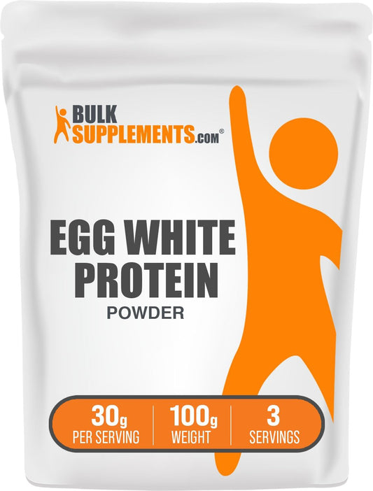 BulkSupplements Egg White Protein Powder - Unflavored & Gluten Free, 30g per Serving - Dairy Free Egg White Powder, 100g Pack