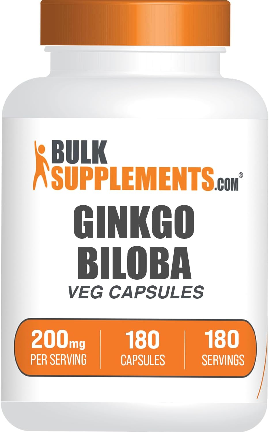 BulkSupplements Ginkgo Biloba Capsules - Herbal Ginkgo Leaf Extract Supplements, Gluten Free, 180 Veg Capsules