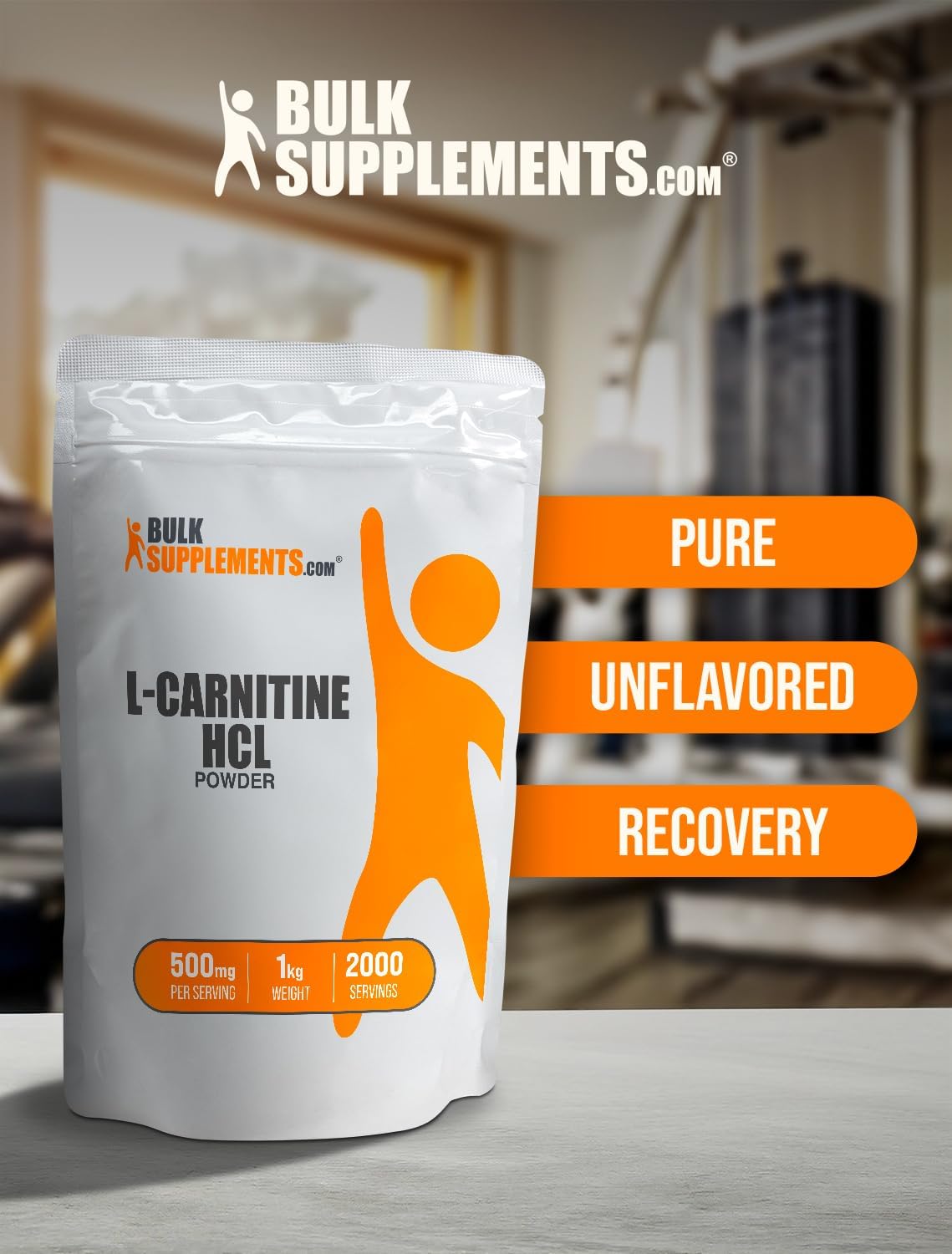 BulkSupplements L-Carnitine HCl Powder - 500mg Carnitine Supplement, Unflavored & Gluten Free, 5kg (11 lbs) - Pack of 5