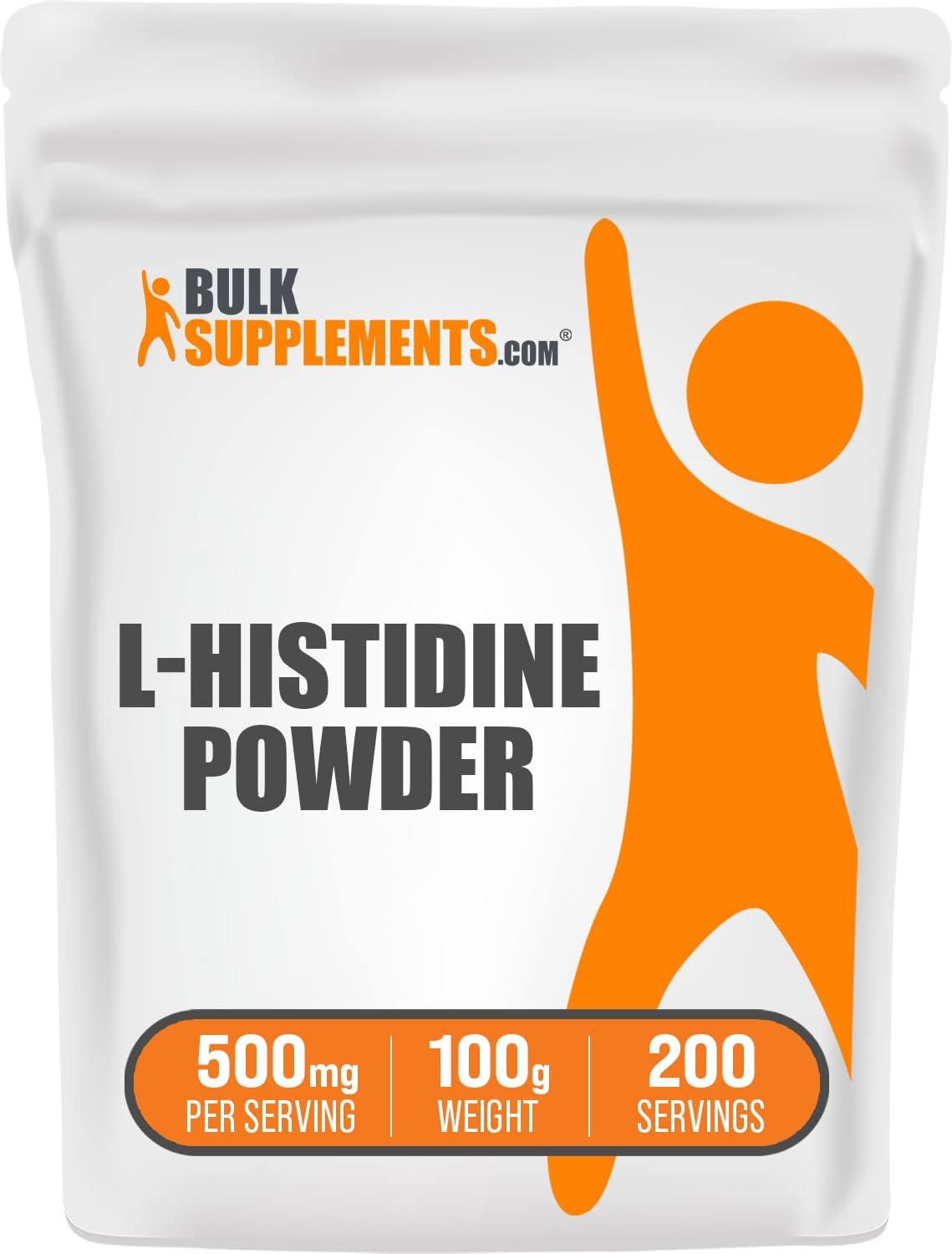 BulkSupplements L-Histidine Powder - Pure L-Histidine Supplement, Essential Amino Acid - Gluten-Free, 500mg per Serving, 100g (3.5 oz) - Single Pack