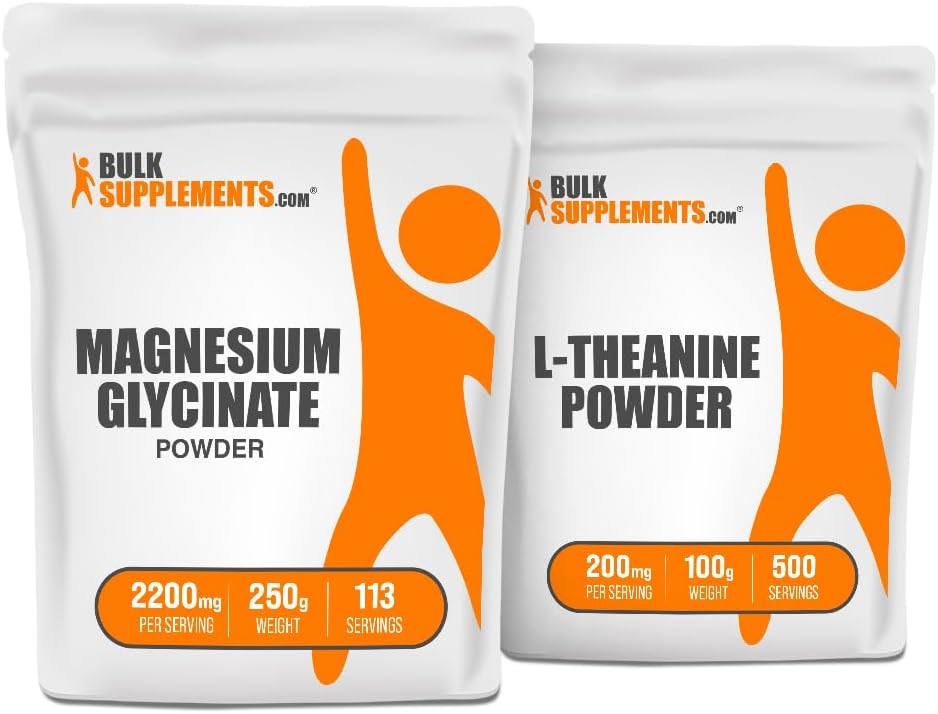 BulkSupplements Magnesium Glycinate and L-Theanine Combo Pack 350g