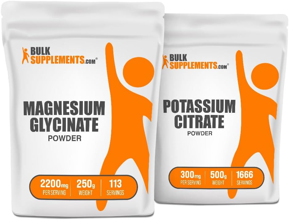 BulkSupplements Magnesium Glycinate and Potassium Citrate Combo Pack - 750g Total