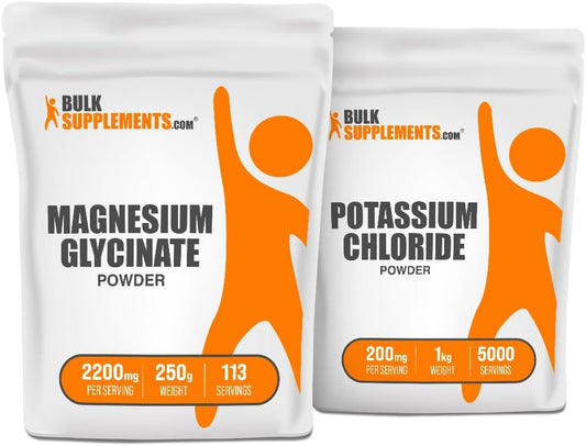 BulkSupplements Magnesium Glycinate and Potassium Chloride Bundle - 250g and 1kg Sizes Available