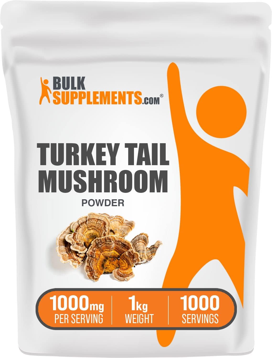 BulkSupplements Turkey Tail Mushroom Extract Powder - Coriolus Versicolor, Vegan & Gluten Free - 1kg (2.2 lbs) - Pack of 1