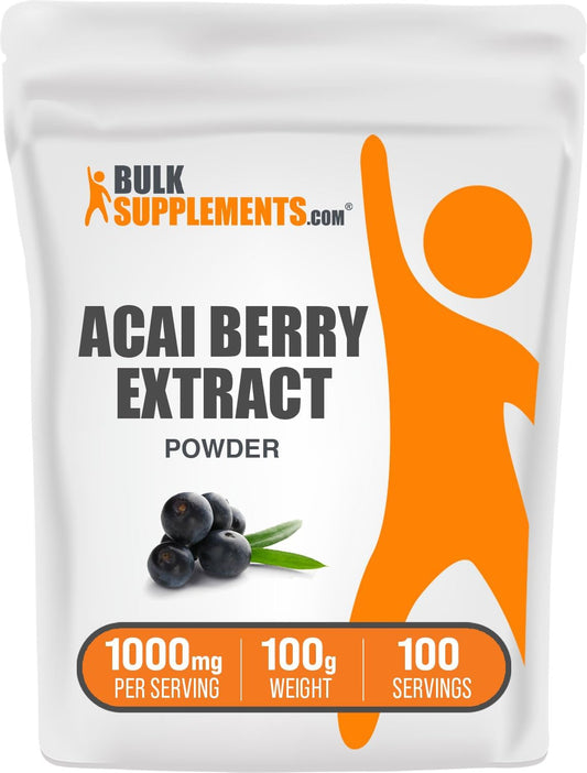 BulkSupplements.com Acai Berry Extract Powder - Rich in Antioxidants, Gluten-Free Acai Powder - 1000mg per Serving, 100g (3.5 oz)
