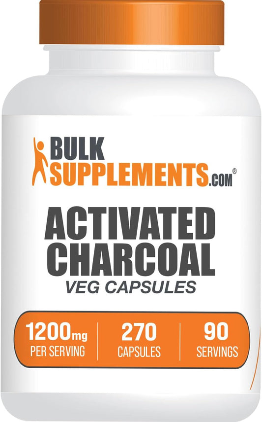 BulkSupplements.com Activated Charcoal Capsules - Coconut Charcoal, Activated Charcoal for Kidney Support, Activated Charcoal Pills - Vegan, 3 Capsules per Serving (1200mg), 270 Veg Capsules
