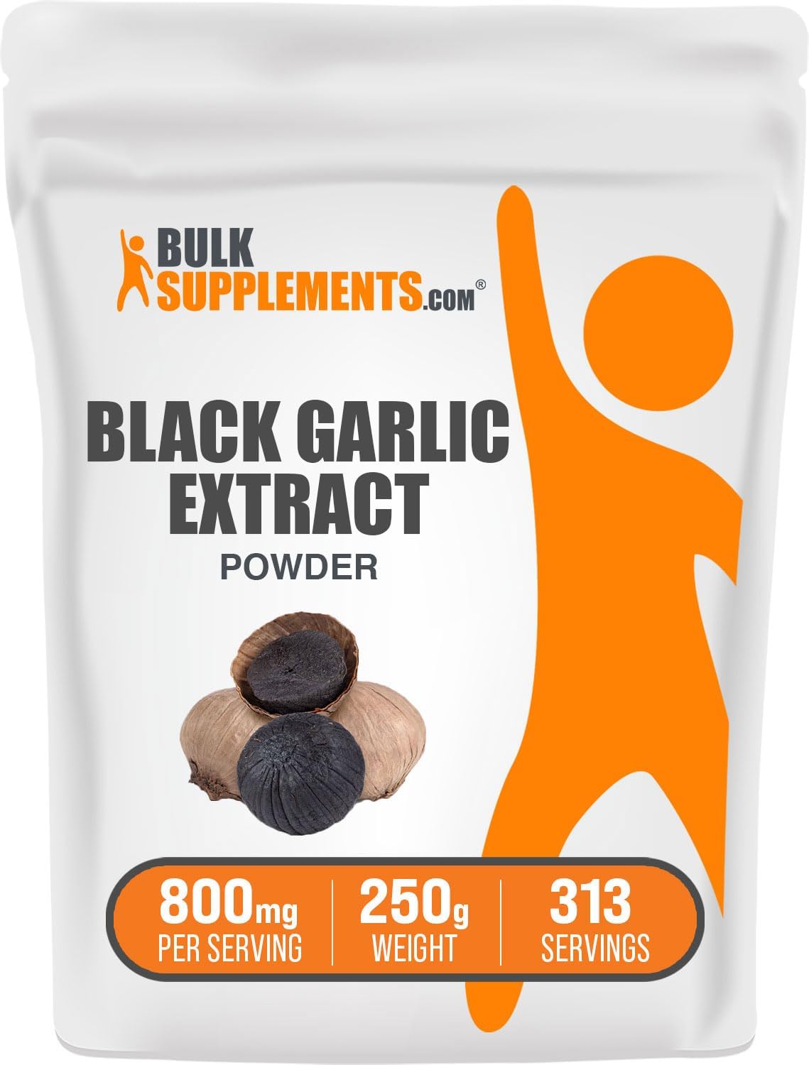 BulkSupplements.com Aged Black Garlic Extract Powder - Gluten Free Supplement 800mg per Serving 250g (8.8 oz) Pack of 1