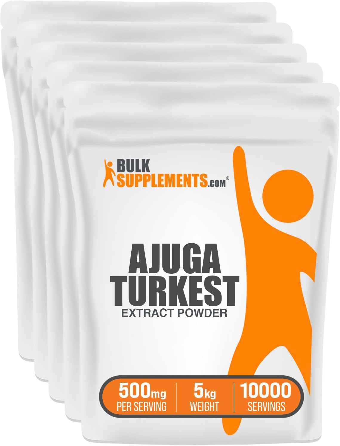 BulkSupplements.com Ajuga Turkest Extract Powder - Herbal Supplement, Gluten-Free Ajuga Powder, 500mg - 5kg (11 lbs) - Pack of 5