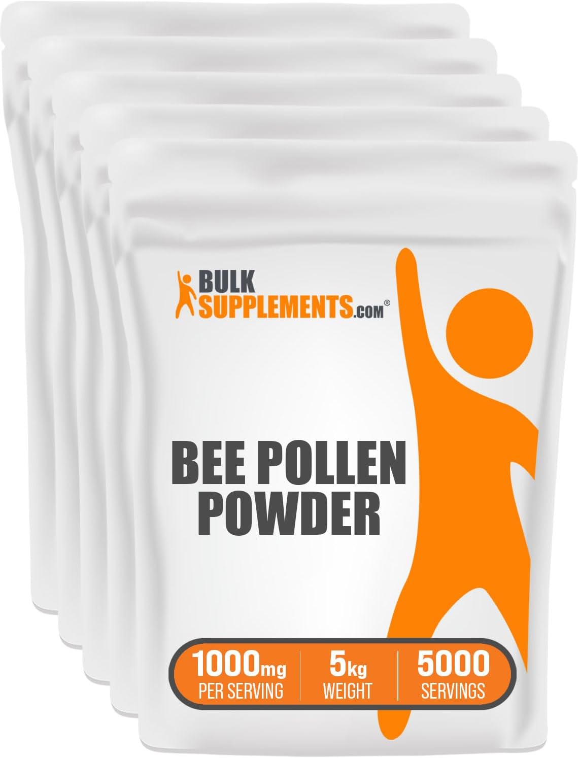 BulkSupplements.com Bee Pollen Powder - Immune Support Superfood Supplement, Natural & Gluten Free, 1000mg per Serving, 5kg (11 lbs) - Pack of 5
