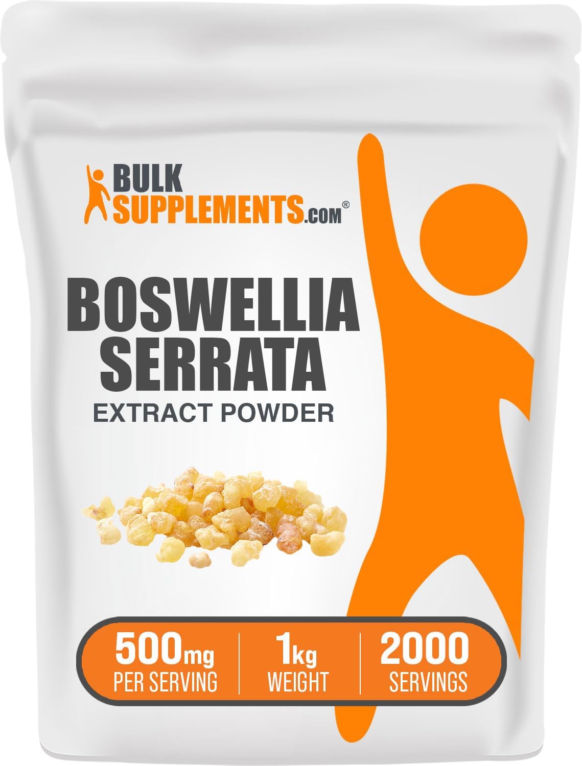 BulkSupplements.com Boswellia Serrata Extract Powder - 1kg (2.2 lbs) - Pure Frankincense Resin Powder Supplement, Gluten Free - 500mg per Serving - Herbal Powder Supplement