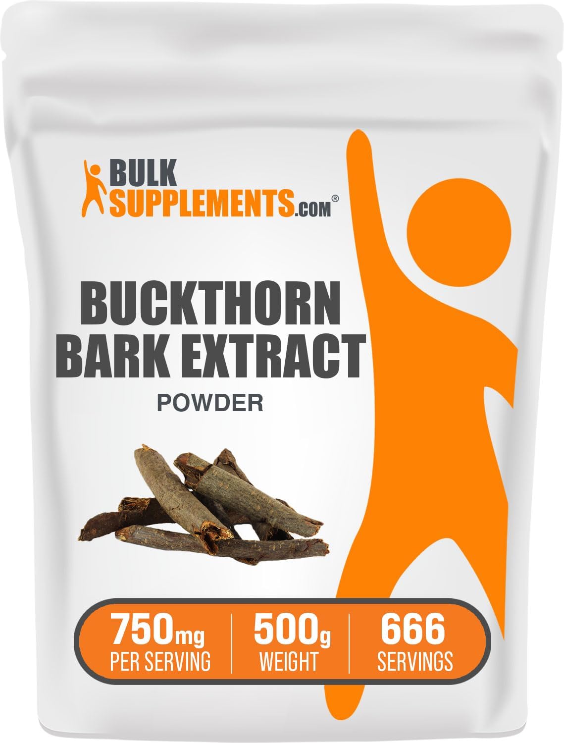 BulkSupplements.com Buckthorn Bark Extract Powder - Herbal Supplement - Gluten Free - 500g (1.1 lbs) - 750mg per Serving