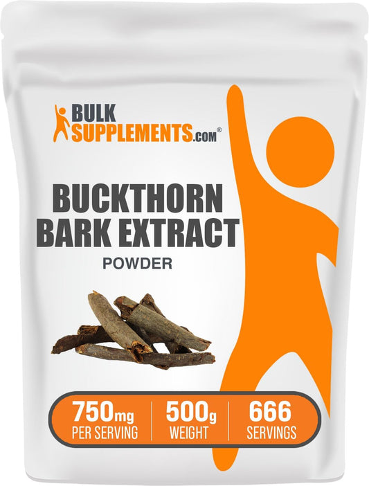 BulkSupplements.com Buckthorn Bark Extract Powder - Herbal Supplement - Gluten Free - 500g (1.1 lbs) - 750mg per Serving