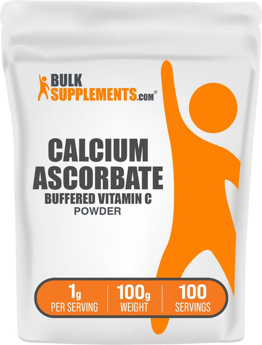 BulkSupplements.com Buffered Vitamin C Calcium Ascorbate Powder - Gluten Free Supplement, 1000mg per Serving, 100 Servings, 100g