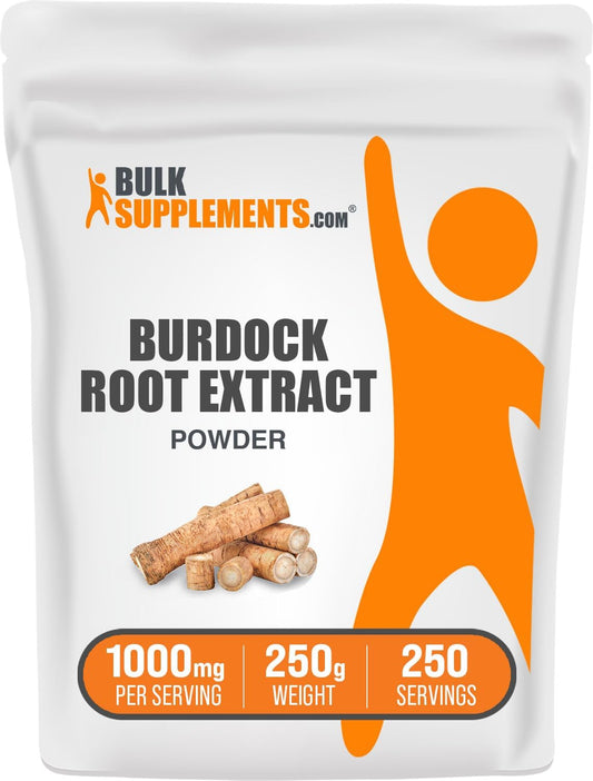 BulkSupplements.com Burdock Root Extract Powder - Herbal Supplement, Gluten Free, 1000mg per Serving, 250g - Pack of 1