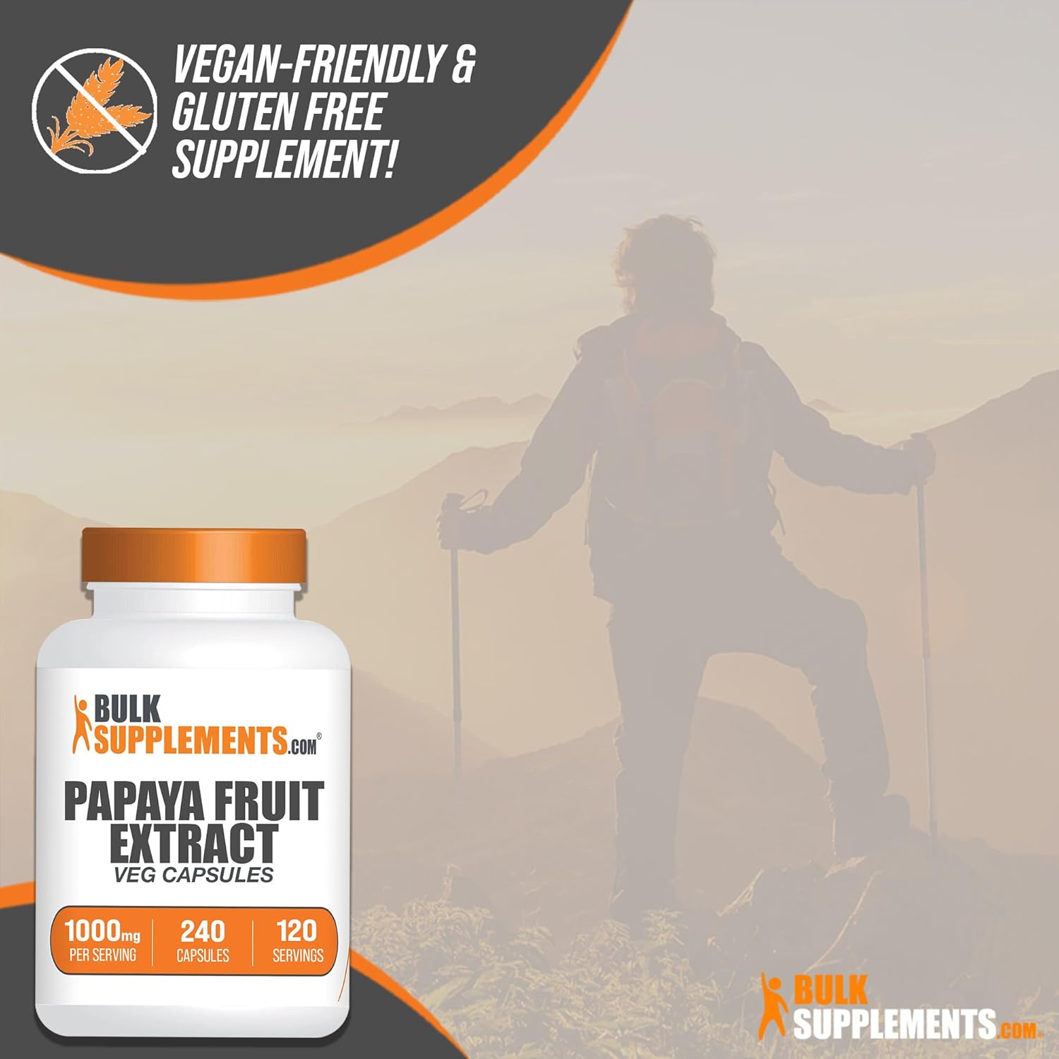 BulkSupplements.com Carica Papaya Fruit Extract Capsules - 1000mg Papaya Supplements, Gluten Free, 240 Veg Capsules