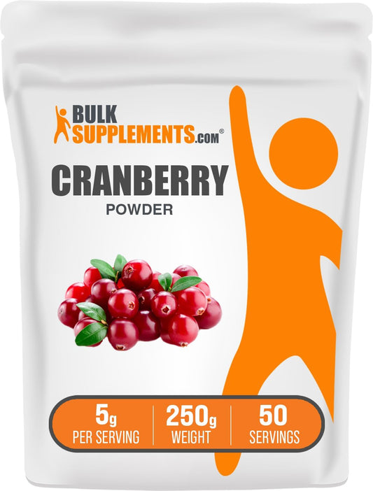 BulkSupplements.com Cranberry Powder - Unsweetened Dried Cranberry Supplements, Gluten & Sugar Free - 5g per Serving, 250g (8.8 oz) - Women & Men's Health Support