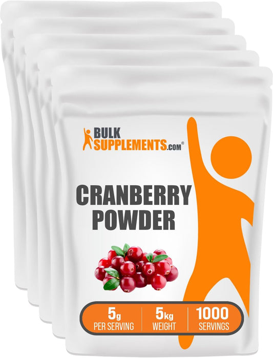 BulkSupplements.com Cranberry Powder - Unsweetened Dried Cranberry Supplements for Urinary Tract Health - Gluten Free, Sugar Free - 5g per Serving, 5kg
