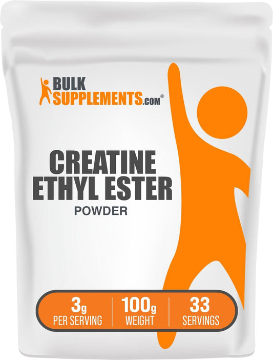 BulkSupplements.com Creatine Ethyl Ester HCl Powder - Unflavored Creatine Supplement, Gluten Free, 3g per Serving, 100g (3.5 oz)