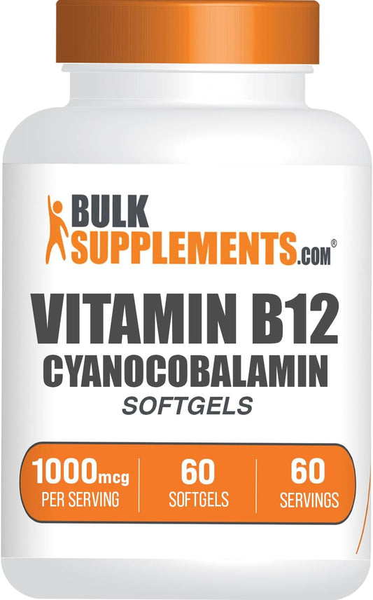 BulkSupplements.com Cyanocobalamin Vitamin B12 1000 mcg Softgels - Gluten Free, 60 Count (Pack of 1)