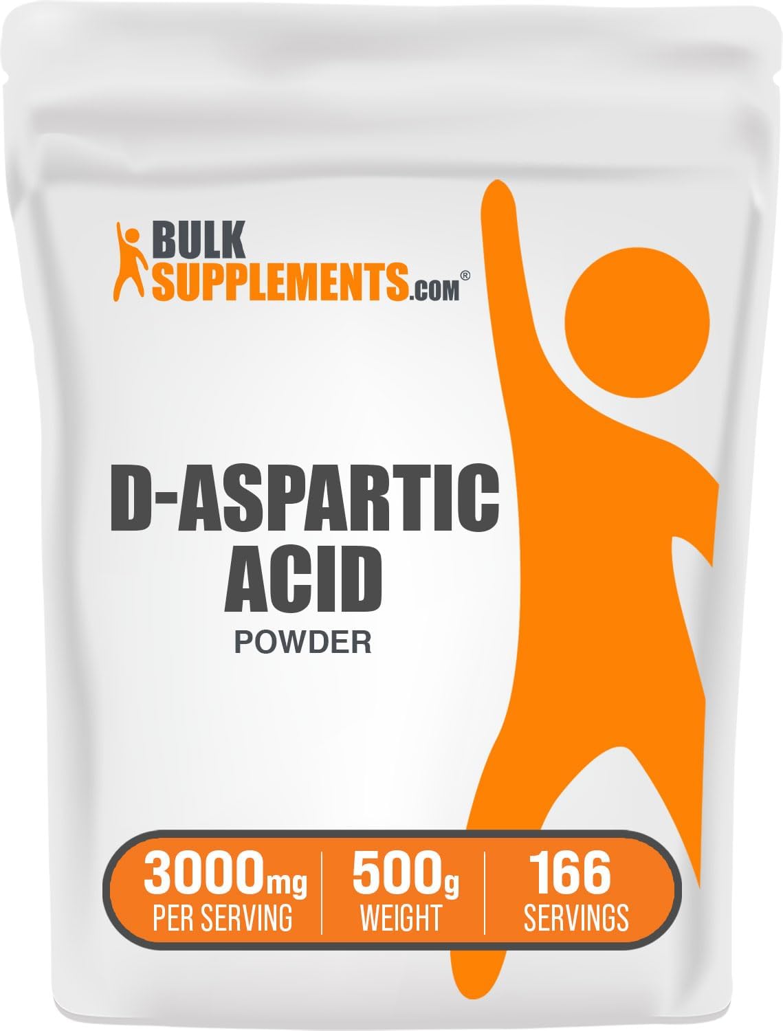 BulkSupplements.com D-Aspartic Acid Powder - 3000mg DAA Supplement for Men & Women - Unflavored, Gluten Free - 500g (1.1 lbs)