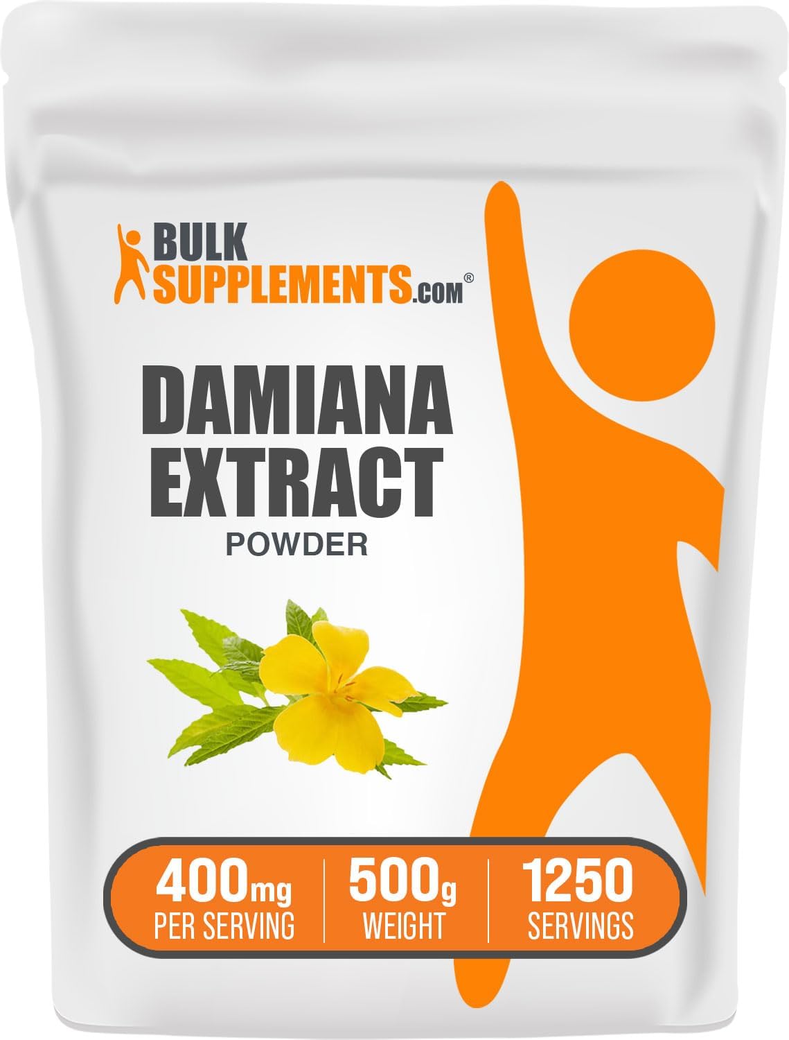 BulkSupplements.com Damiana Extract Powder - Herbal Supplement, 500g (1.1 lbs), Gluten Free - Damiana Leaf Extract, 400mg per Serving