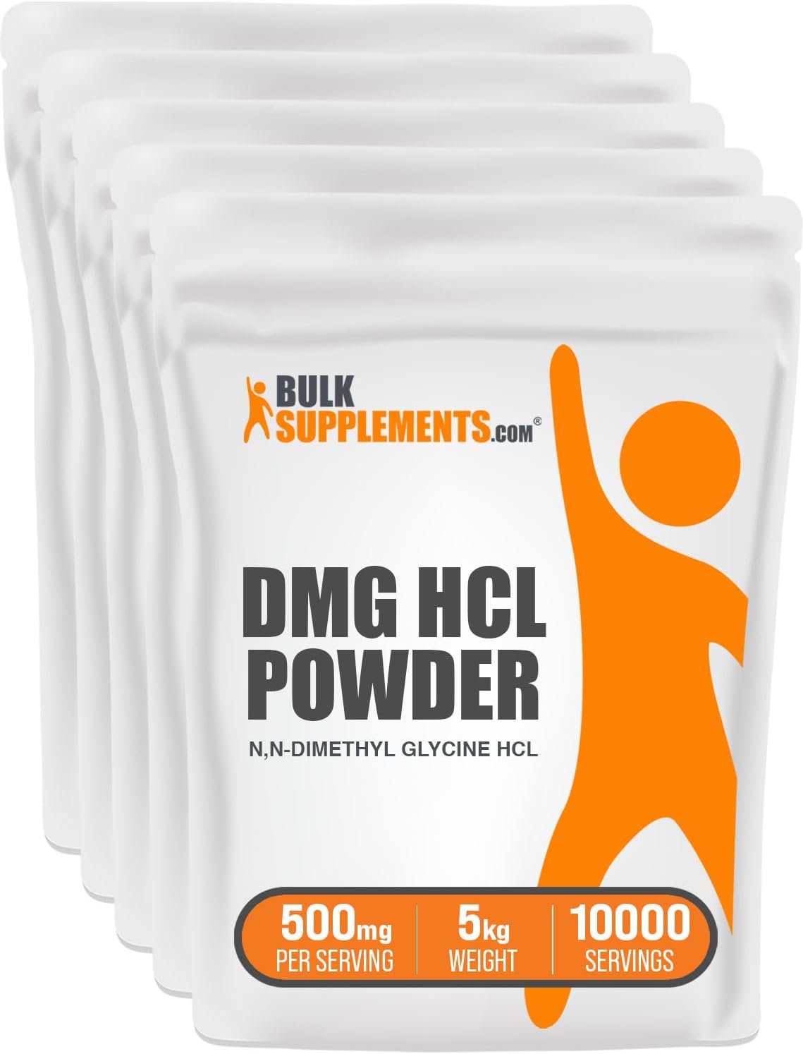 BulkSupplements.com DMG HCl Powder - N,N-Dimethylglycine HCl, 500mg per Serving, Gluten Free - 5kg (11 lbs) (Pack of 5)