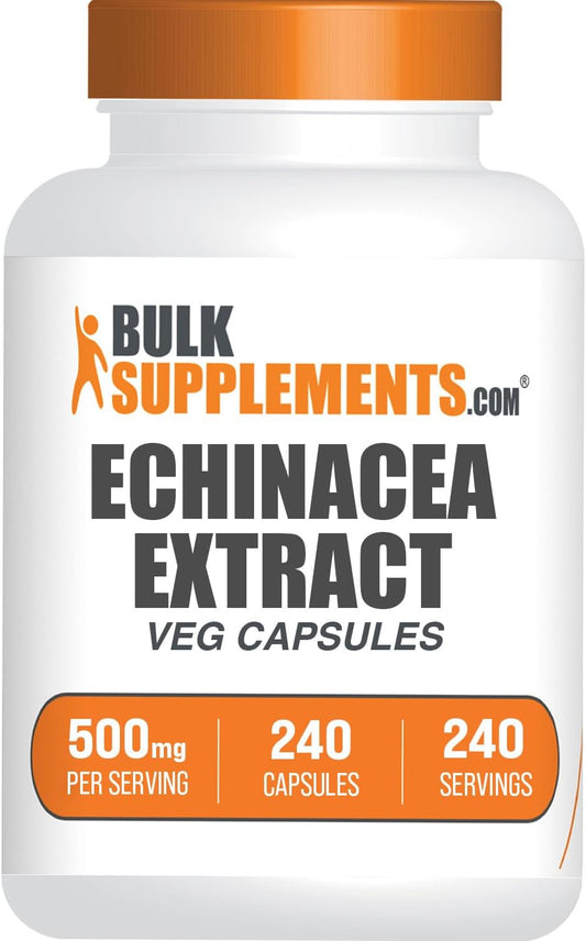 BulkSupplements.com Echinacea Extract Capsules - 500mg Immune Support Supplement, Gluten Free - 240 Capsules