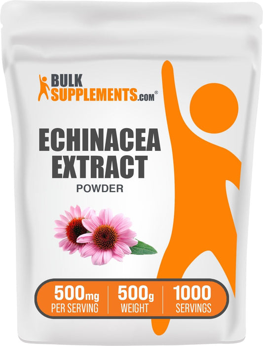 BulkSupplements.com Echinacea Extract Powder - Immune Support Herbal Supplement, Vegan & Gluten Free - 500mg per Serving, 500g (1.1 lbs) (1 Pack)