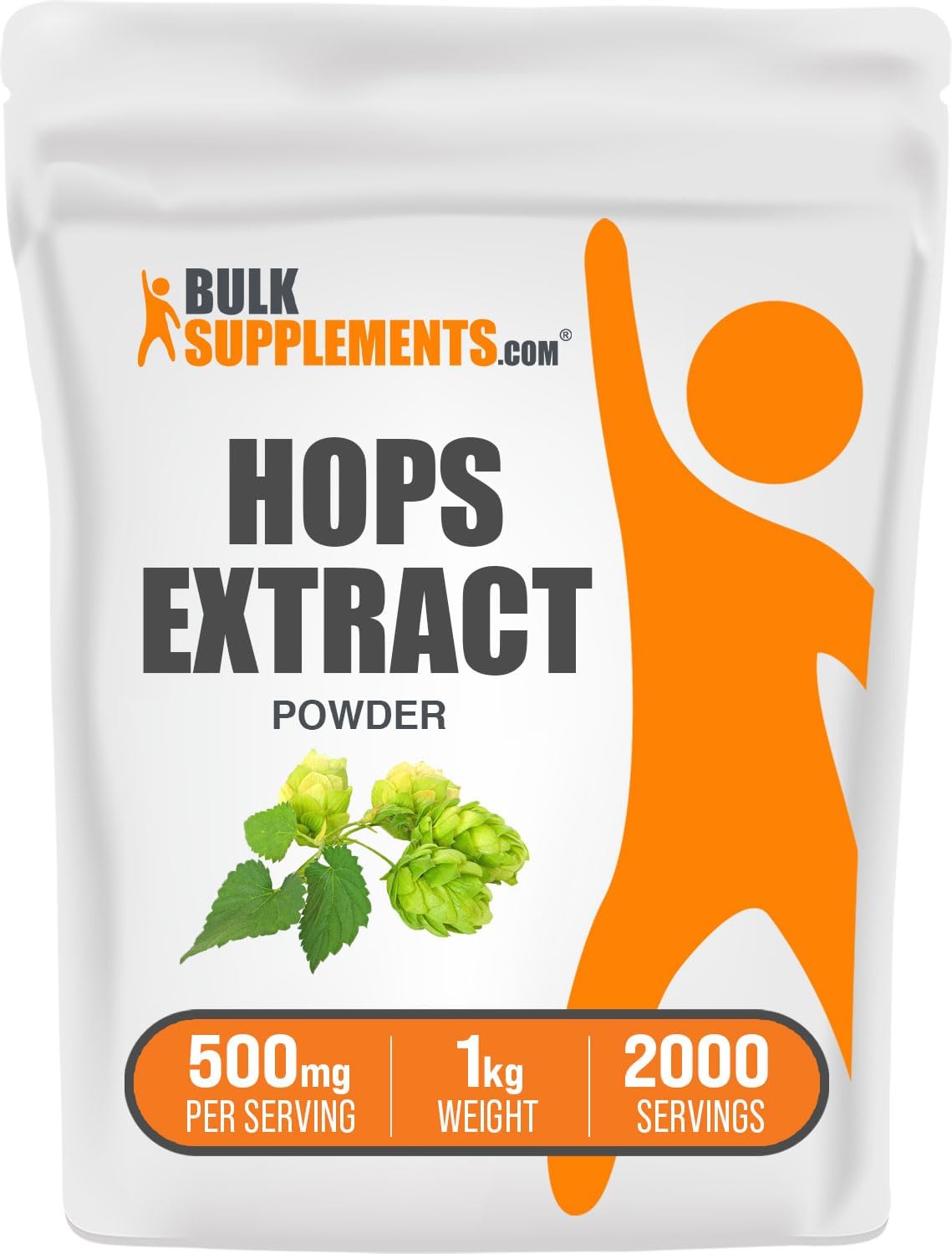 BulkSupplements.com Hops Extract Powder - Herbal Supplement, Gluten Free, 500mg per Serving, 1kg (2.2 lbs) Pack.
