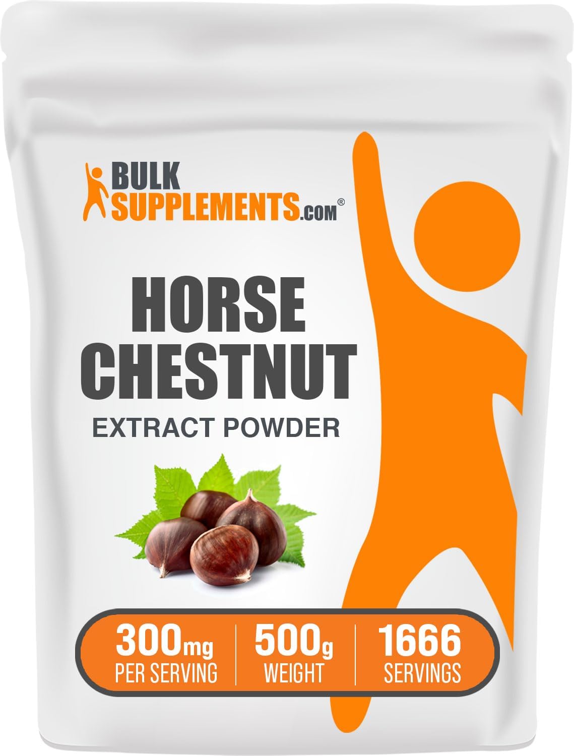 BulkSupplements.com Horse Chestnut Extract Powder - Herbal Supplement, Gluten Free, 300mg per Serving, 500g (1.1 lbs) - Pack of 1