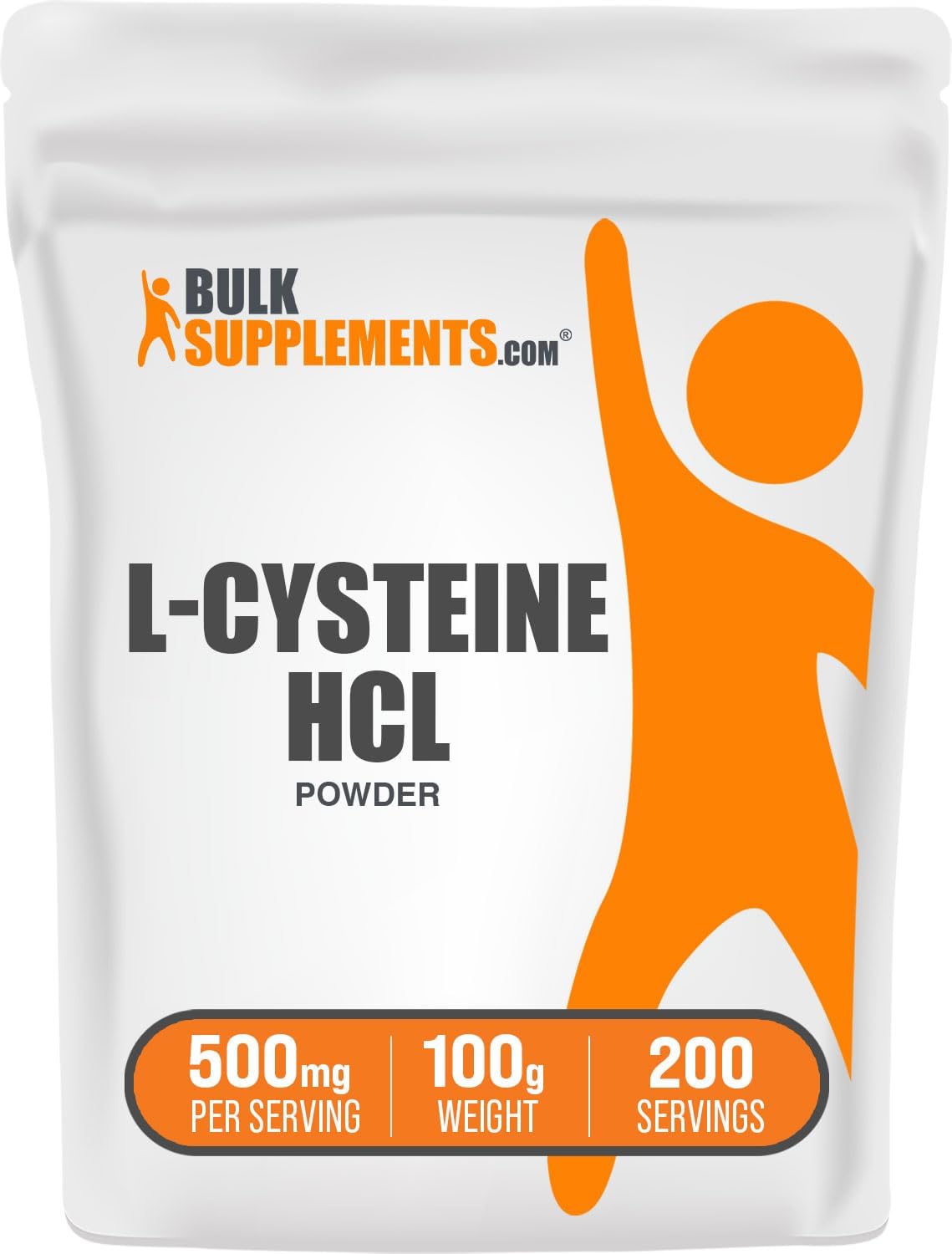 BulkSupplements.com L-Cysteine HCl Powder - 500mg Amino Acid Supplement, Gluten Free, 100g - Pack of 1