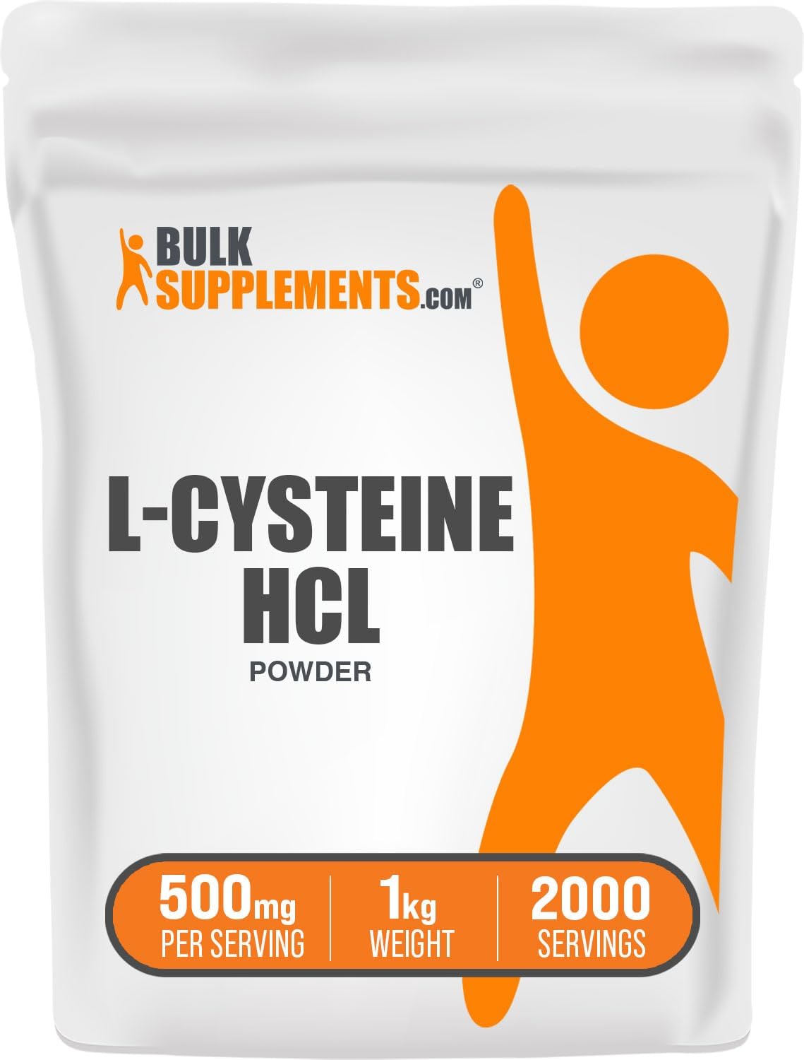 BulkSupplements.com L-Cysteine HCl Powder - Pure L-Cysteine Supplement, 500mg per Serving, 1kg (2.2 lbs) Pack - Gluten Free Amino Acid Powder