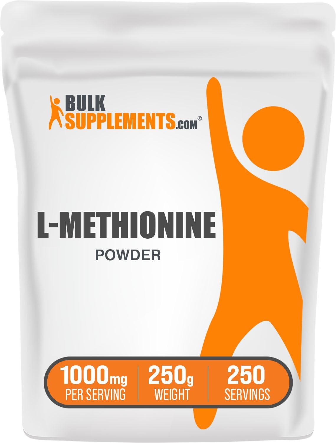 BulkSupplements.com L-Methionine Powder - High-Quality Amino Acid Supplement for Choline and Antioxidant Support - 1000mg Powder (250g)