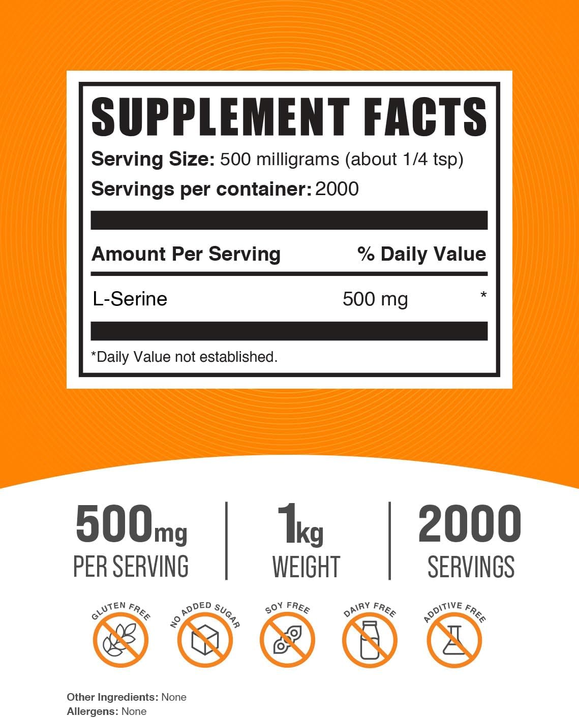 BulkSupplements.com L-Serine Powder 500mg - Immune Support Amino Acid Supplement - Gluten Free, 5kg (11 lbs) Pack of 5