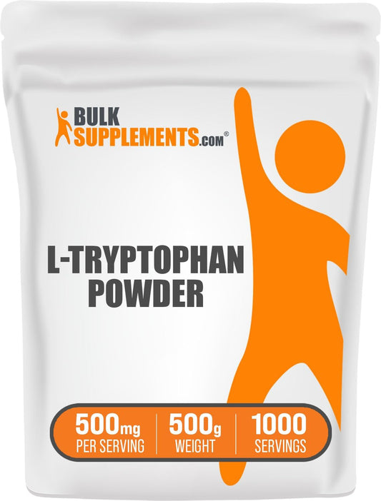 BulkSupplements.com L-Tryptophan Powder - 500g (1.1 lbs) - Amino Acid Supplement, Gluten Free - 500mg per Serving - Pack of 1