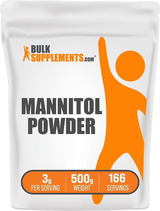 BulkSupplements.com Mannitol Powder - Natural Sweetener and Sugar Substitute, Gluten-Free Supplement, 500g (1.1 lbs) - Pack of 1