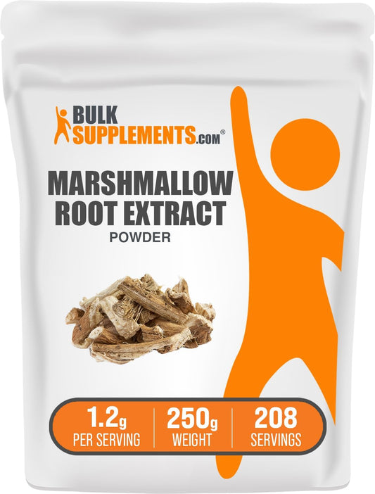 BulkSupplements.com Marshmallow Root Extract Powder - Herbal Supplement, Marshmallow Extract - Gluten Free, 1200mg per Serving, 250g