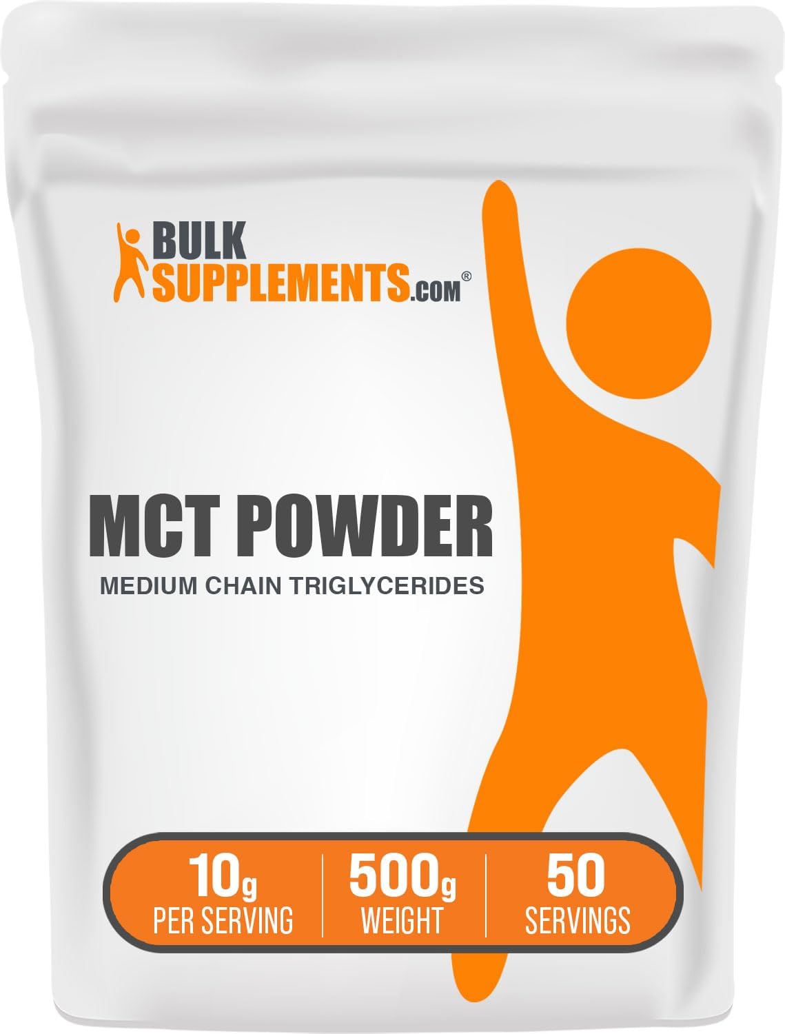 BulkSupplements.com MCT Powder - Medium Chain Triglycerides Supplement for Energy - Gluten Free, 500g (1.1 lbs) Pack