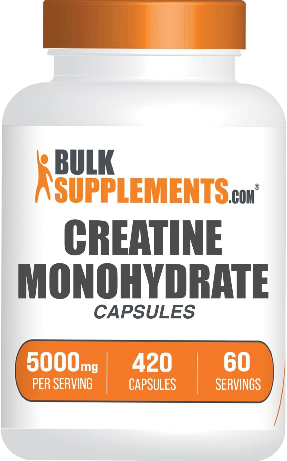 BulkSupplements.com Micronized Creatine Monohydrate Capsules - 5000mg, Gluten Free, 420 Capsules - BoostGo Australia