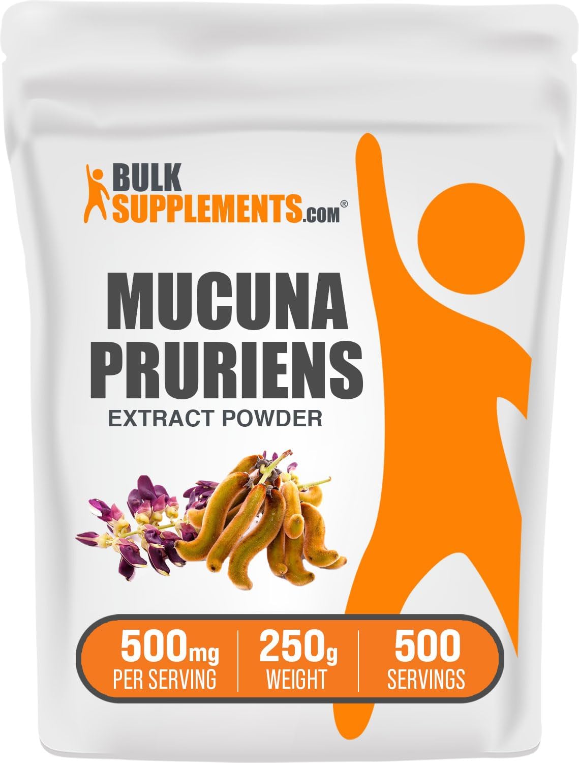 BulkSupplements.com Mucuna Pruriens Extract Powder - Vegan & Gluten Free Supplement, 500mg per Serving - 250g (8.8 oz)