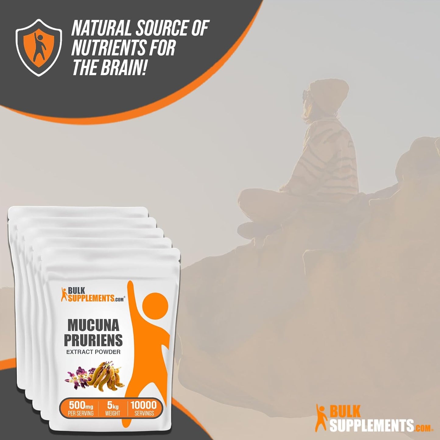 BulkSupplements.com Mucuna Pruriens Seed Herbal Extract Powder - Gluten Free Supplement, 500mg per Serving, Pack of 5 (5kg)