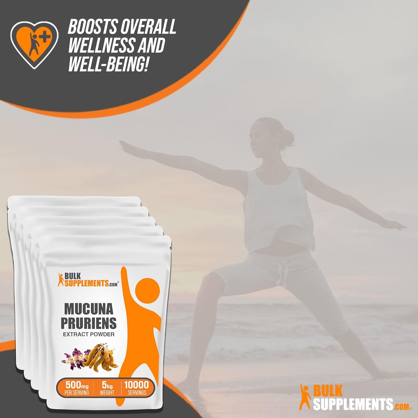 BulkSupplements.com Mucuna Pruriens Seed Herbal Extract Powder - Gluten Free Supplement, 500mg per Serving, Pack of 5 (5kg)