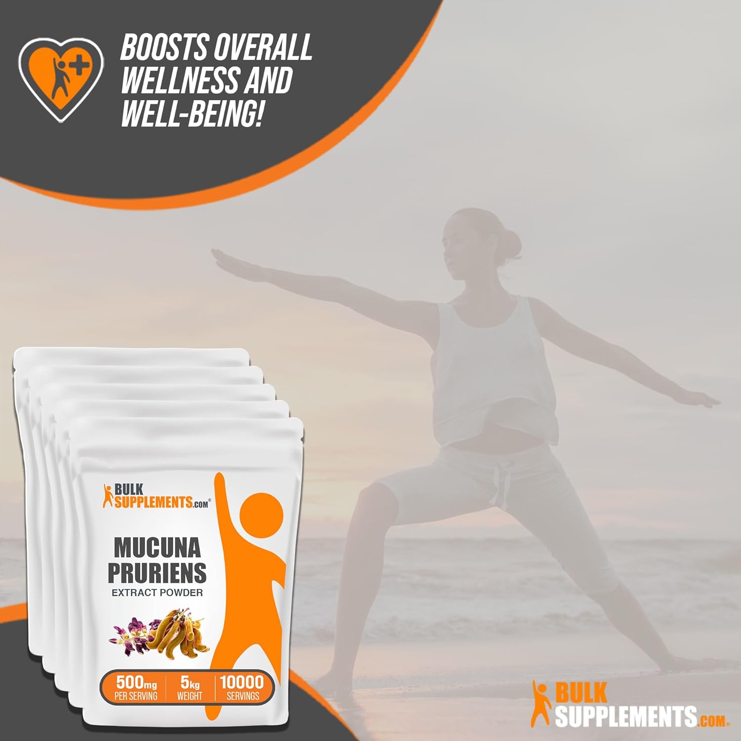 BulkSupplements.com Mucuna Pruriens Seed Herbal Extract Powder - Gluten Free Supplement, 500mg per Serving, Pack of 5 (5kg)