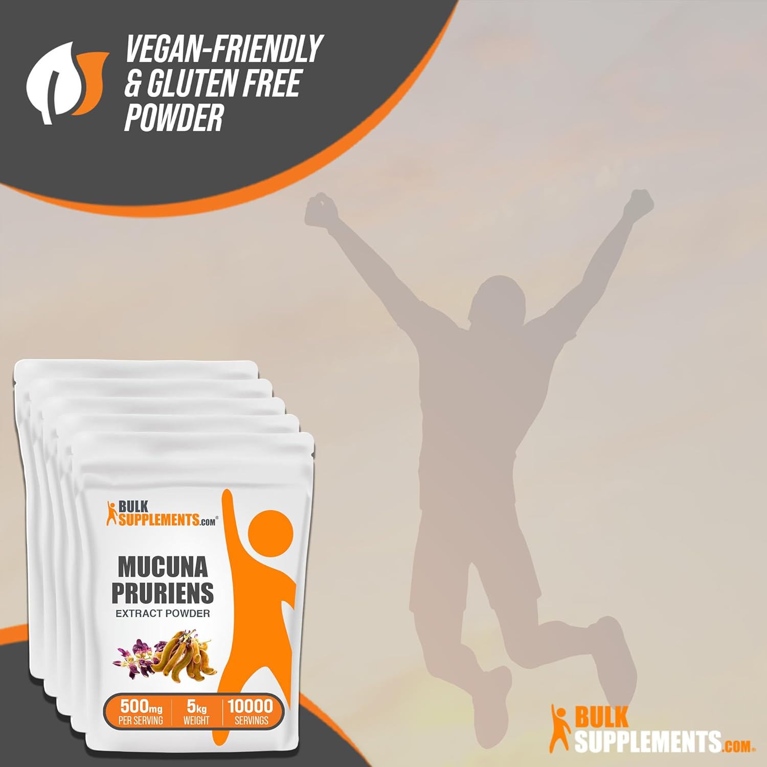 BulkSupplements.com Mucuna Pruriens Seed Herbal Extract Powder - Gluten Free Supplement, 500mg per Serving, Pack of 5 (5kg)