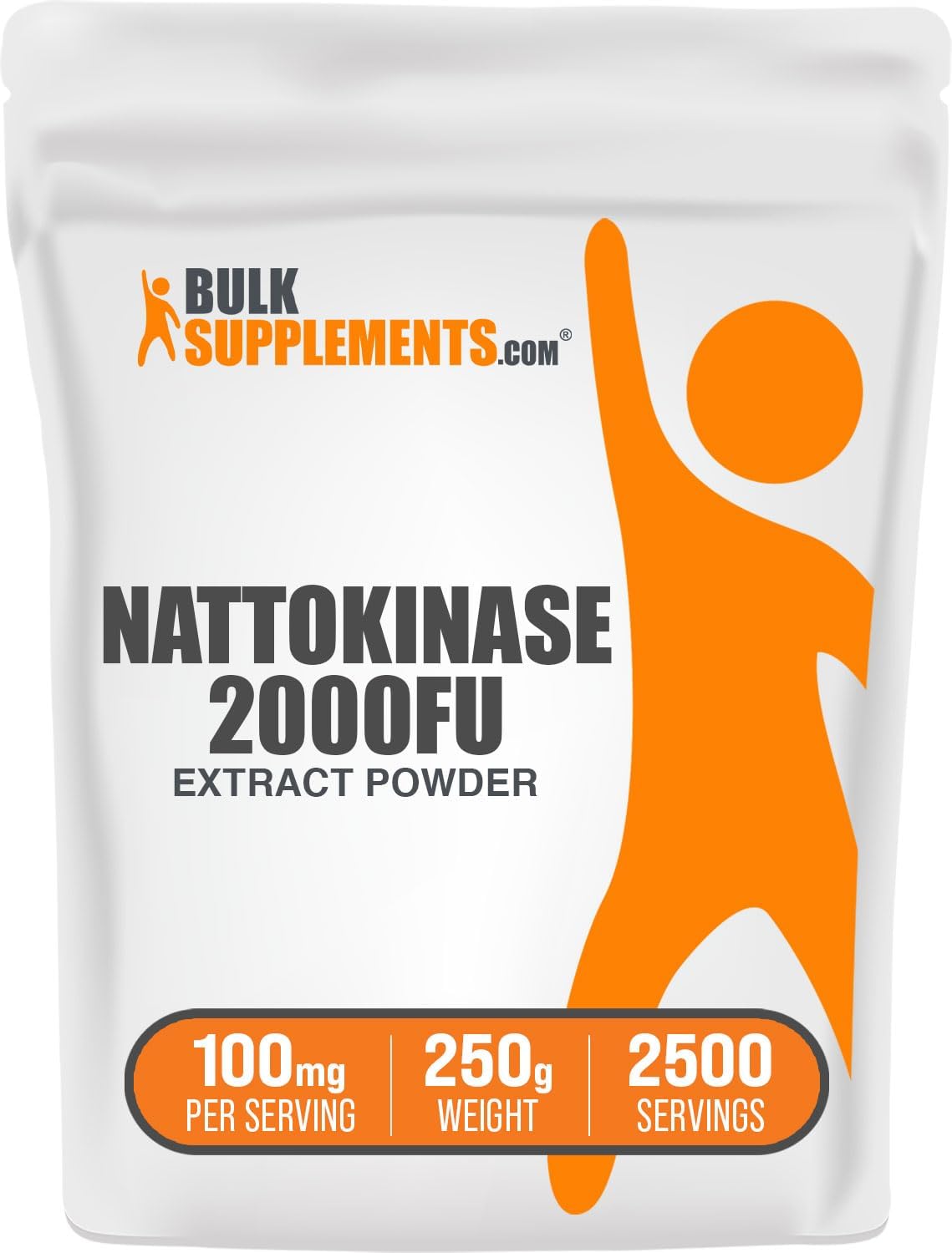 BulkSupplements.com Nattokinase Powder - 2000 FU, Natto Extract Supplement - 100mg per Serving, 250g Pack