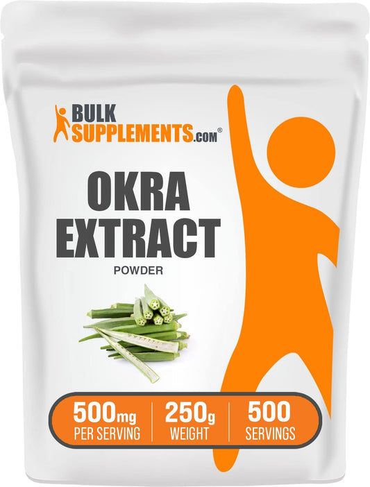 BulkSupplements.com  Okra Extract Powder - Digestive Health Supplement - Natural Bowel Support (250g)