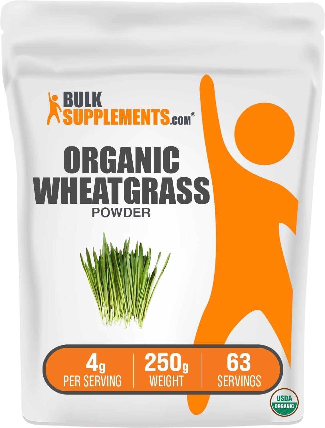 BulkSupplements.com Organic Wheatgrass Powder - Superfood Supplement, 250g (8.8 oz), Vegan & Gluten Free - Green Powder, Organic Wheatgrass Powder - 4g per Serving
