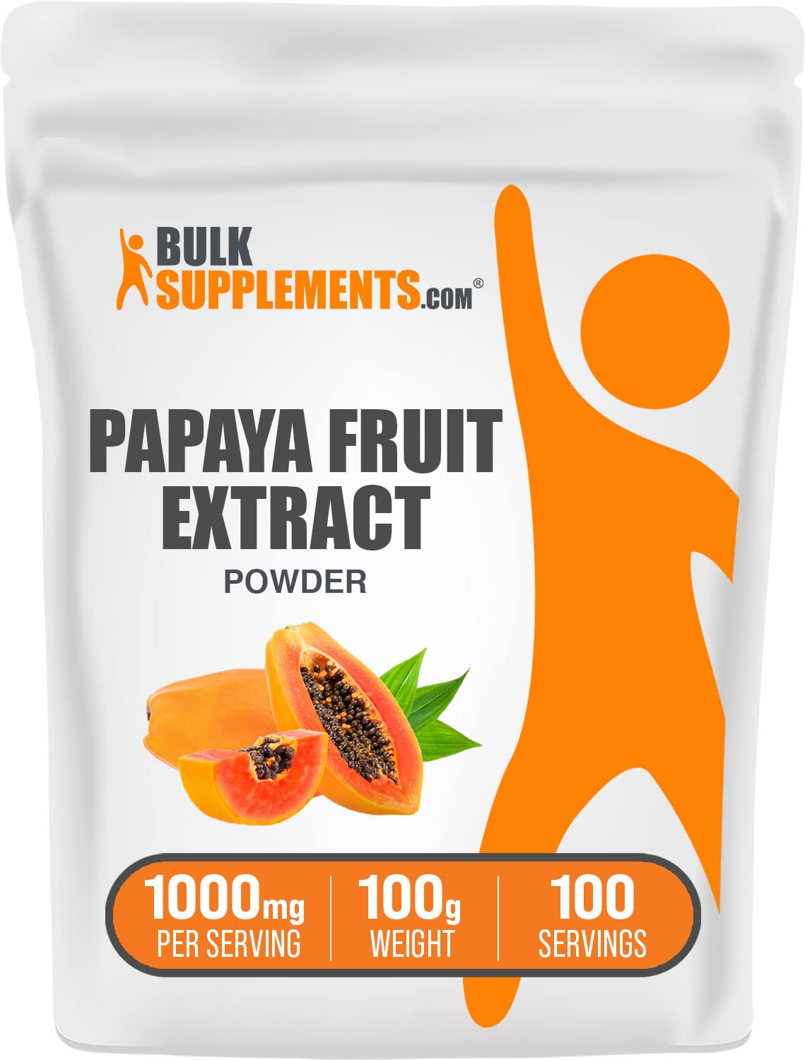BulkSupplements.com Papaya Fruit Extract Powder - Carica Papaya Extract for Digestive Support - Gluten Free Papaya Powder, 1000mg per Serving - 100g (3.5 oz) Pack